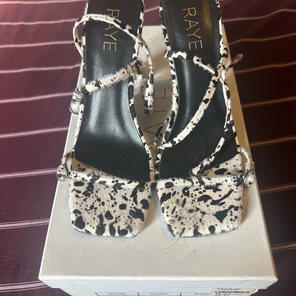 RAYE Black and White Heeled Sandals